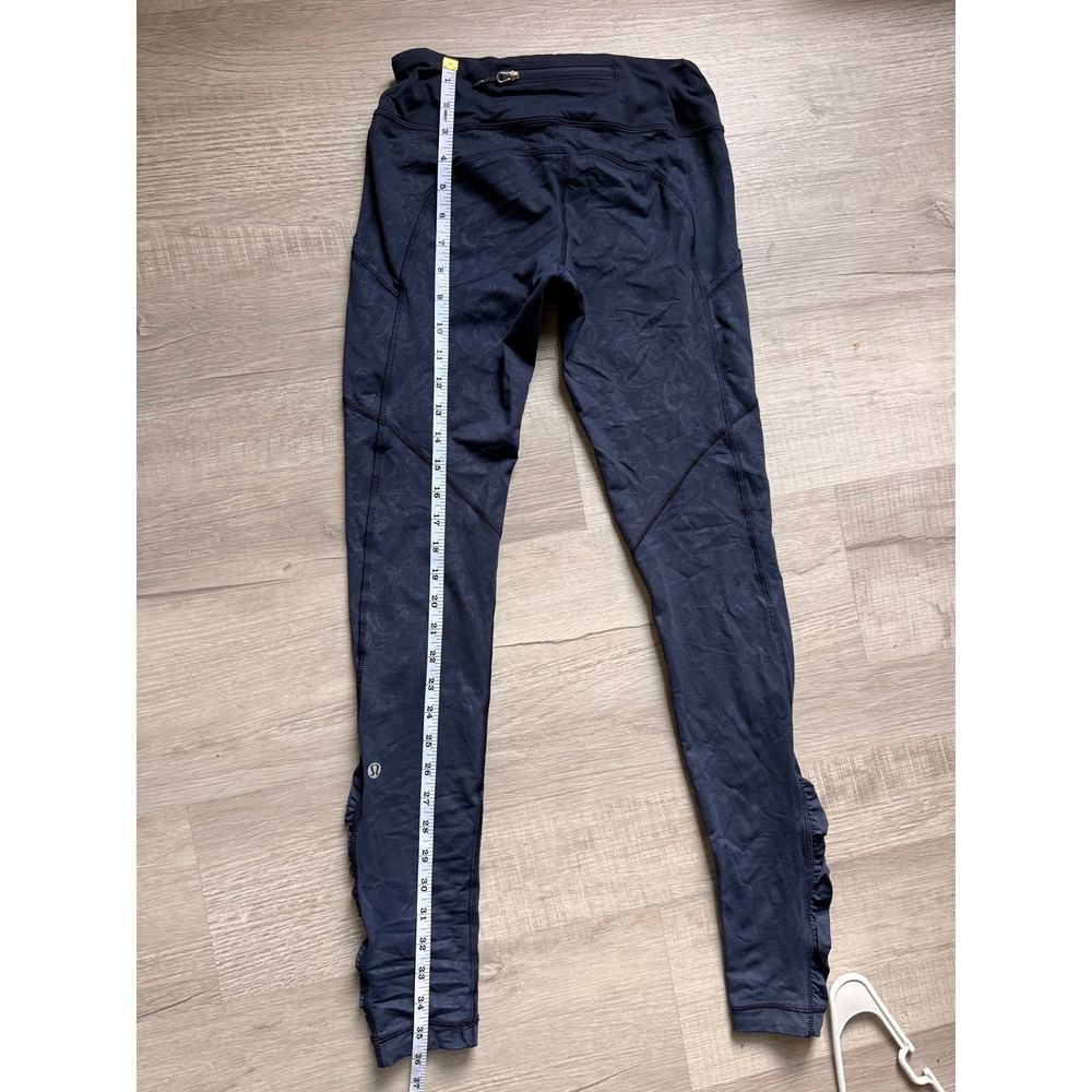 Lululemon womens Speed Tights Pants Lux Navy Paisley Embossed Inkwell Ruched - Picture 4 of 12